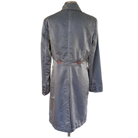 MOSCHINO Vintage Y2K Metallic Trench Coat Tiger Lining Medium Rare Luxury Glam - Picture 4 of 14